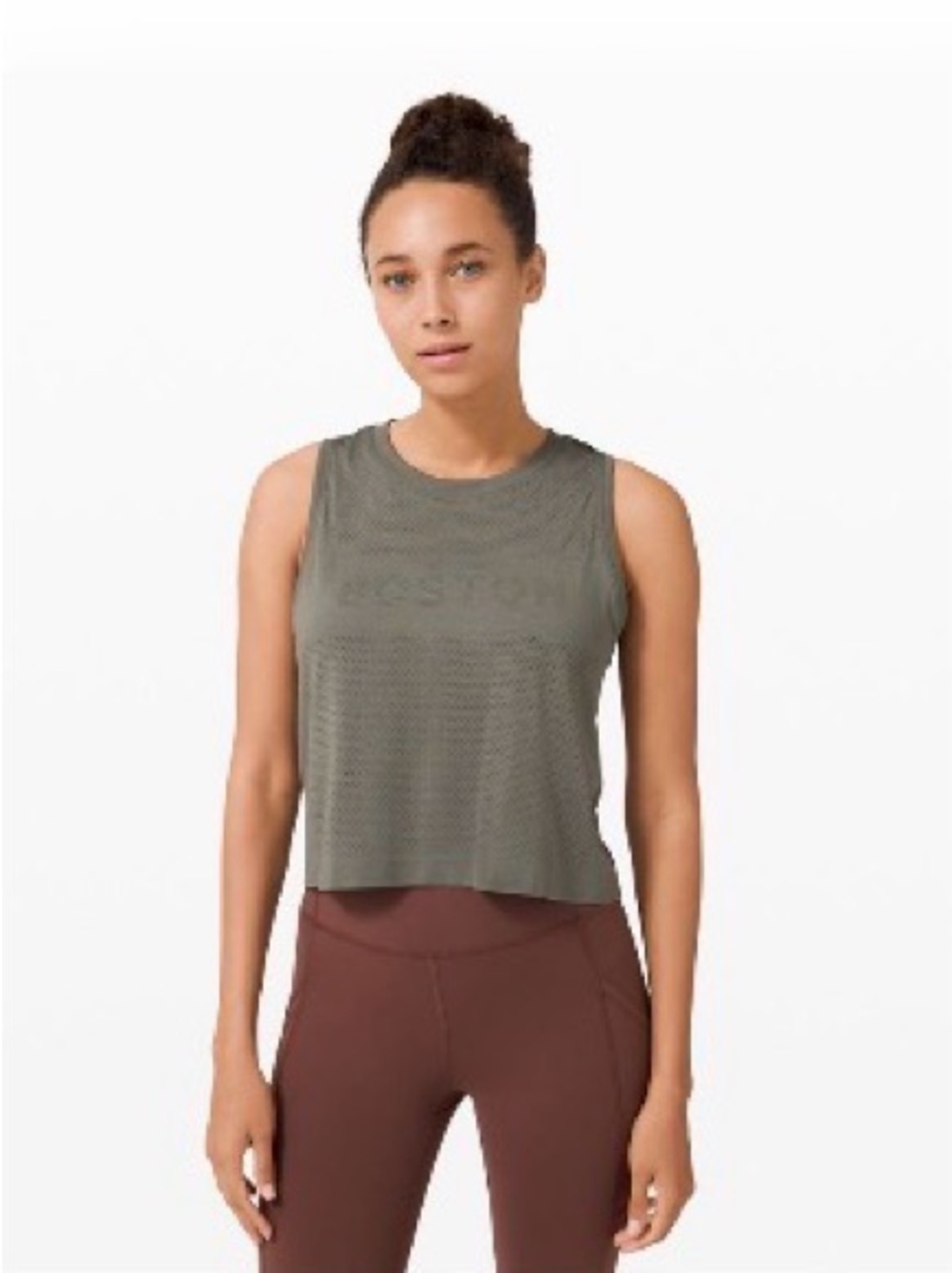 Lululemon Swiftly Breathe Crop Tank Top w/Boston / Size 10
